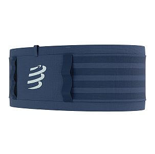 Compressport Free Belt Pro indigo elastický běžecký opasek s oky na hole, kapsami a uchycením na startovní číslo