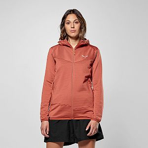 Salewa Puez Altavia PL HD JKT W etruscan red přední pohled na postavě detail