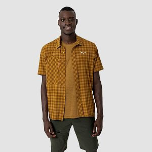 Salewa Puez Dry S/S Shirt M golden brown přední pohled na postavě detail