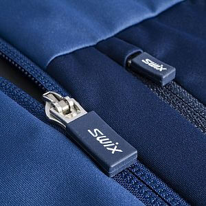 Swix Dynamo Jacket M lake blue/dark navy pánská bunda na běžky detail zip