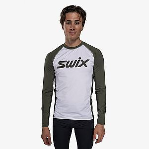 Swix tričko RaceX Dry Long Sleeve M bright white / olive pánské funkční tričko na běžky a jiné zimní sporty