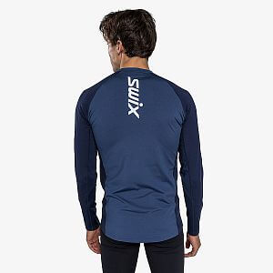 Swix tričko RaceX Dry Long Sleeve M lake blue / dark navy pánské funkční tričko s dlouhým rukávem