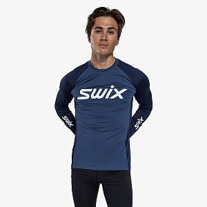 Swix tričko RaceX Dry Long Sleeve M lake blue / dark navy pánské funkční tričko s dlouhým rukávem