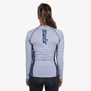 Swix tričko RaceX Dry Long Sleeve W heather / lake blue dámské funkční tričko s dlouhým rukávem na běžky