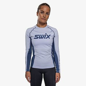 Swix tričko RaceX Dry Long Sleeve W heather / lake blue dámské funkční tričko s dlouhým rukávem na zimní sporty