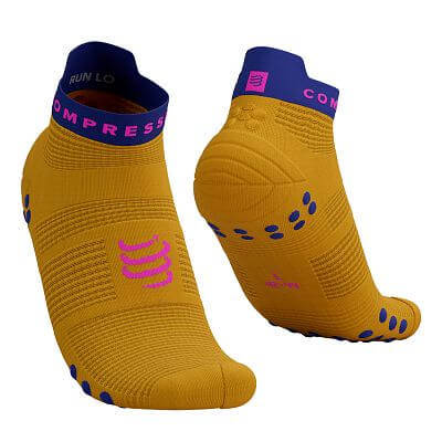 Compressport Pro Racing Socks V4.0 Run Low saffron/dazz blue