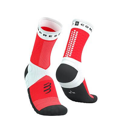 Compressport Ultra Trail Socks V2.0 white / fluo red